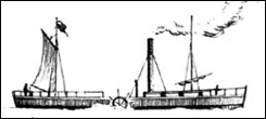Le premier traversier: l’Accommodation, vers 1809.