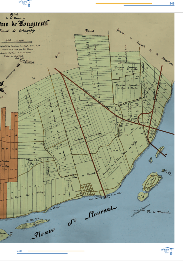 Carte de la Municipalité de la paroisse de Saint-Antoine de Longueuil en 1868