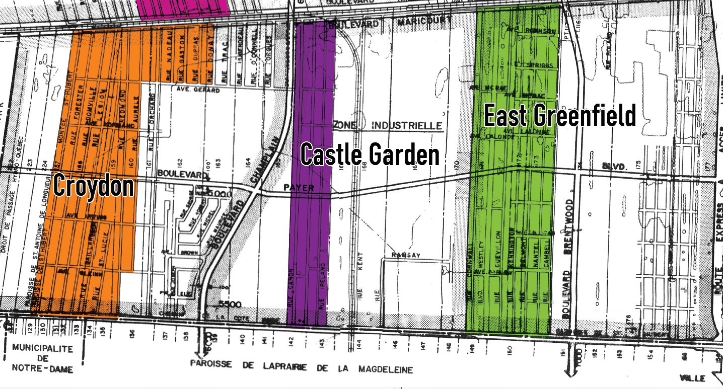 Carte de certains quartiers de la ville de Saint-Hubert
