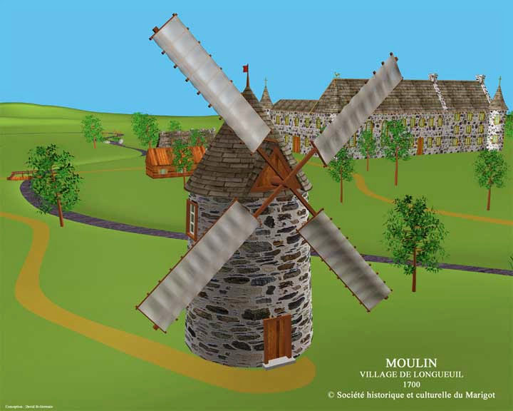 Premier moulin de Longueuil vers 1710