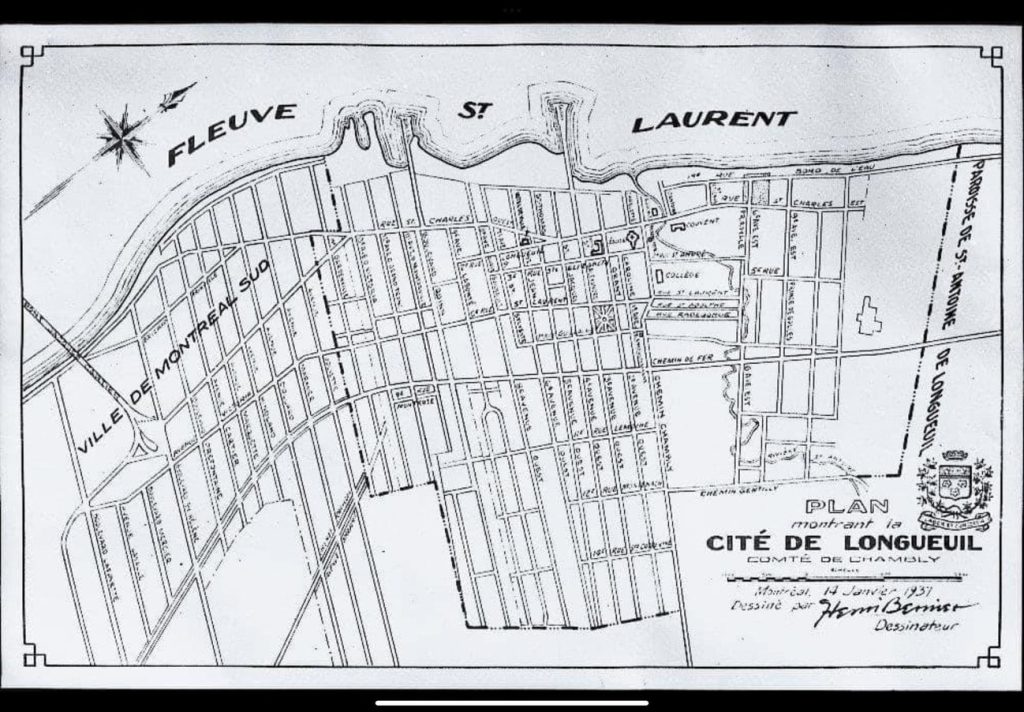 Carte de 1937 de Longueuil et de, Montréal-Sud,