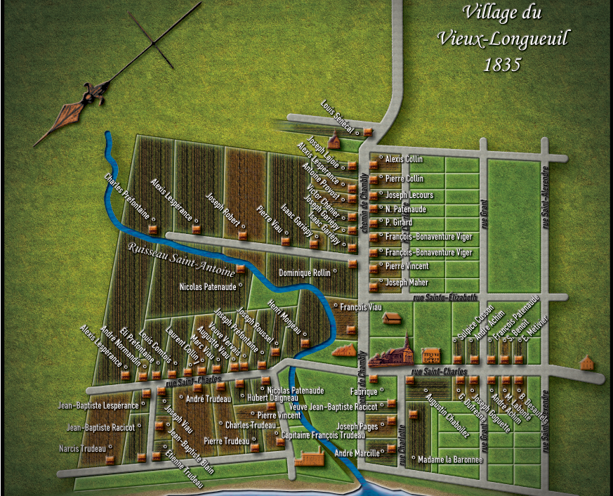 Carte de Longueuil en 1835